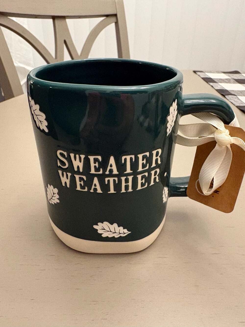 Rae Dunn Artisan Collection Sweater Weather Dark Green Ceramic Mug